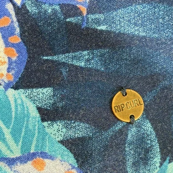 Rip Curl Womens XL Tropical Floral Romper Navy Blue Beach Vacation Festival - Picture 4 of 6